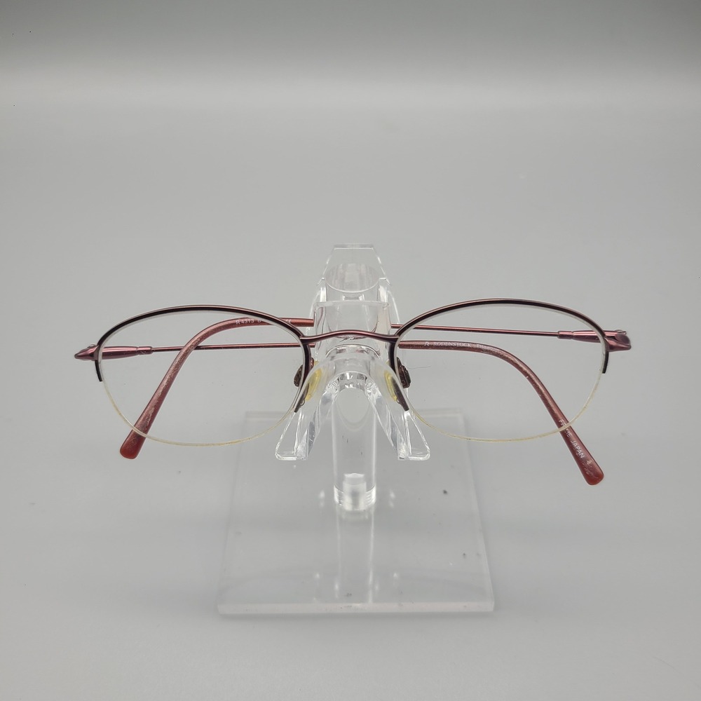 Rodenstock R4313 B 140 Titanium Semi Rimless Eyeglasses Burgundy Oval Japan